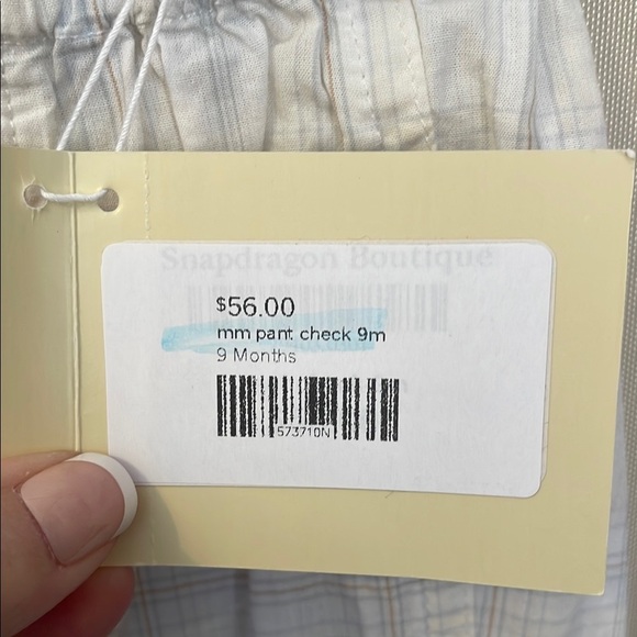 Mini Man Blue and White Textured Pant - Picture 3 of 7